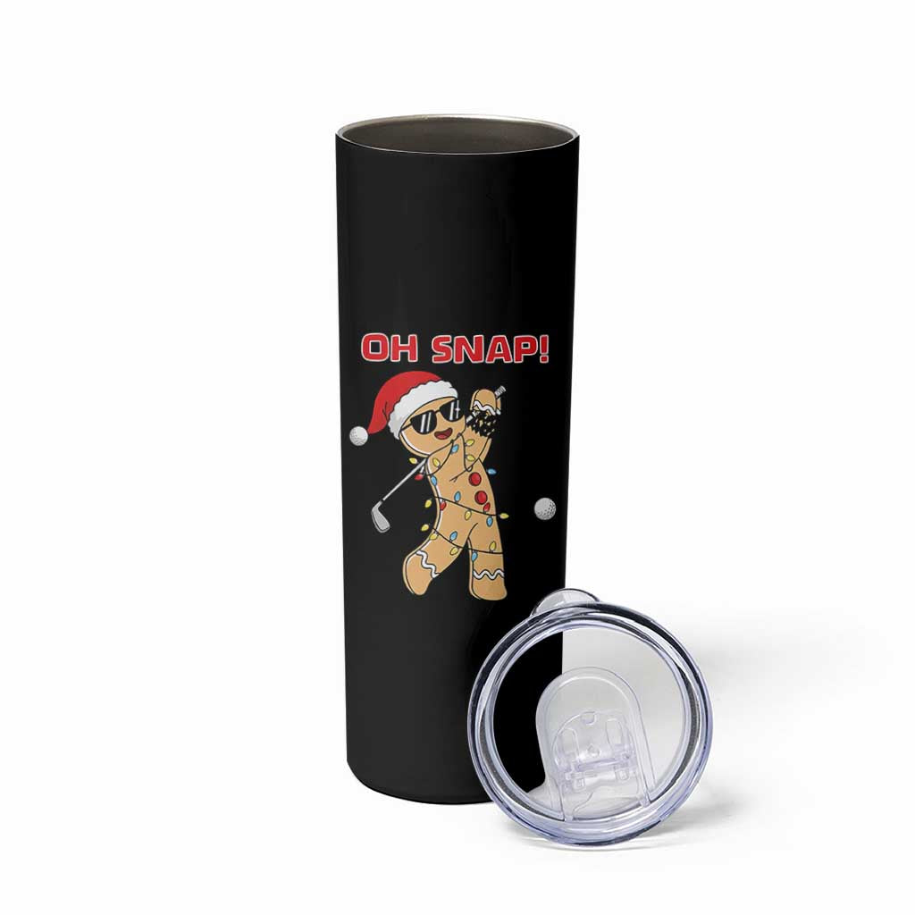 Oh Snap Gingerbreadman Golfer Skinny Tumbler Funny Golf Christmas Golfing Pajamas - Wonder Print Shop