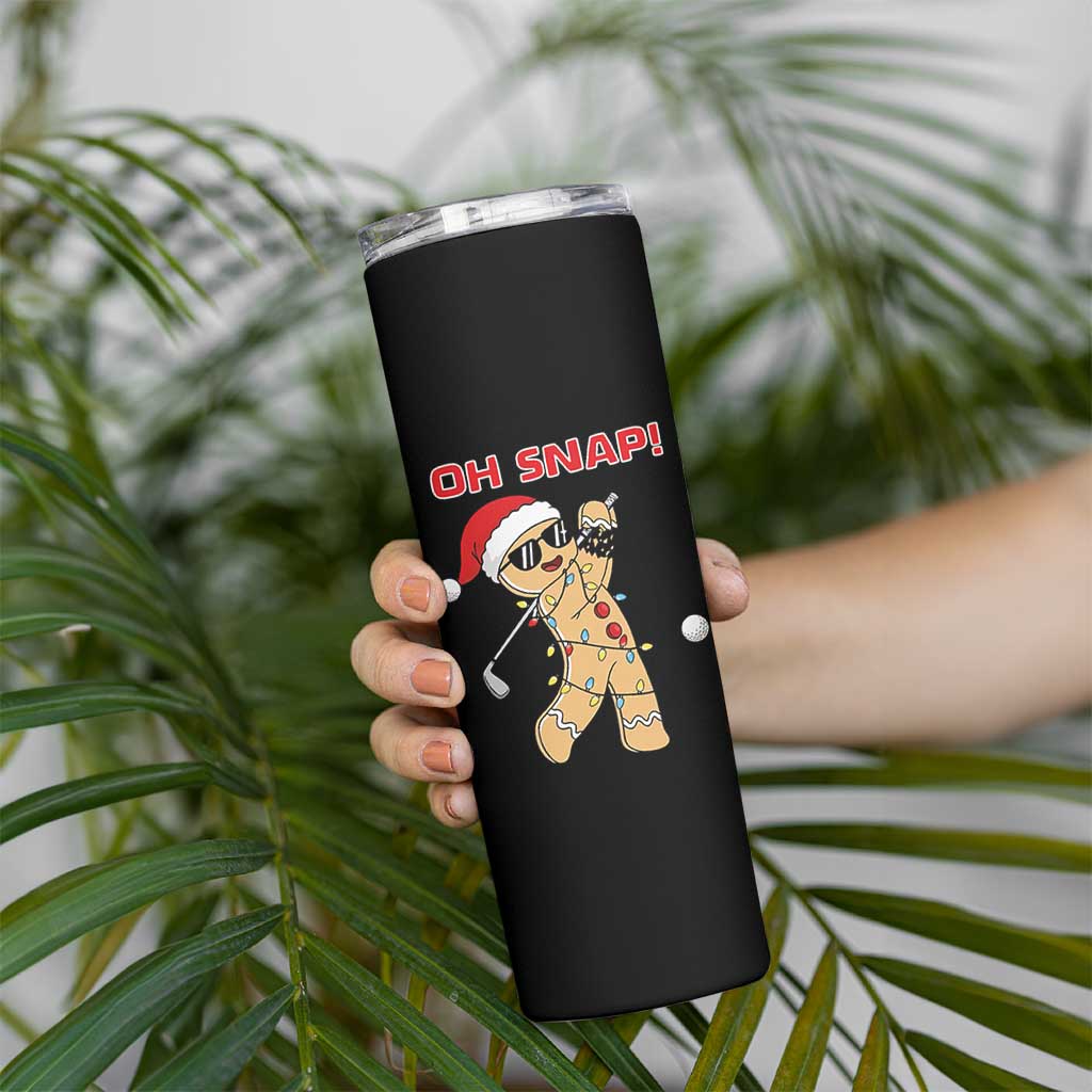 Oh Snap Gingerbreadman Golfer Skinny Tumbler Funny Golf Christmas Golfing Pajamas - Wonder Print Shop