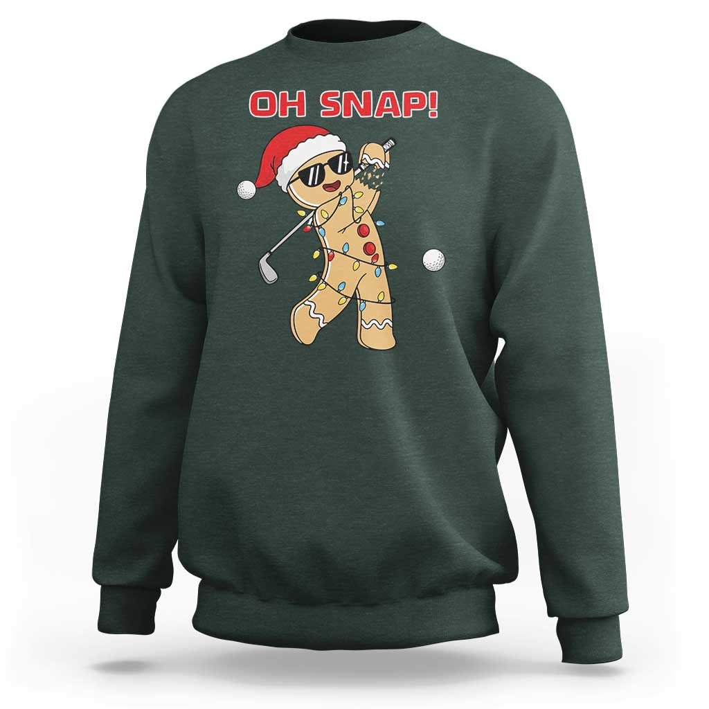 Oh Snap Gingerbreadman Golfer Sweatshirt Funny Golf Christmas Golfing Pajamas - Wonder Print Shop