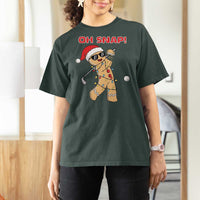 Oh Snap Gingerbreadman Golfer T Shirt For Women Funny Golf Christmas Golfing Pajamas - Wonder Print Shop
