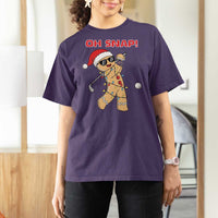 Oh Snap Gingerbreadman Golfer T Shirt For Women Funny Golf Christmas Golfing Pajamas - Wonder Print Shop