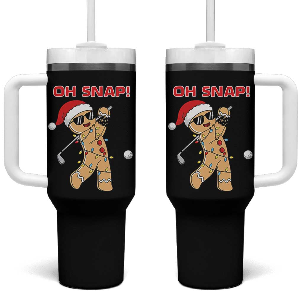 Oh Snap Gingerbreadman Golfer Tumbler With Handle Funny Golf Christmas Golfing Pajamas - Wonder Print Shop