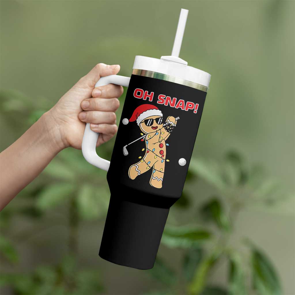 Oh Snap Gingerbreadman Golfer Tumbler With Handle Funny Golf Christmas Golfing Pajamas - Wonder Print Shop