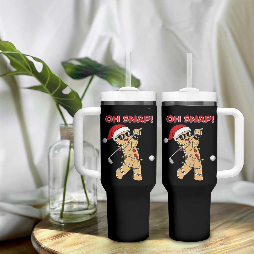 Oh Snap Gingerbreadman Golfer Tumbler With Handle Funny Golf Christmas Golfing Pajamas - Wonder Print Shop