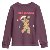 Oh Snap Gingerbreadman Golfer Youth Sweatshirt Funny Golf Christmas Golfing Pajamas - Wonder Print Shop
