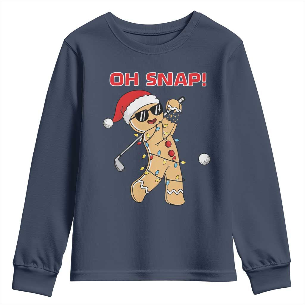 Oh Snap Gingerbreadman Golfer Youth Sweatshirt Funny Golf Christmas Golfing Pajamas - Wonder Print Shop