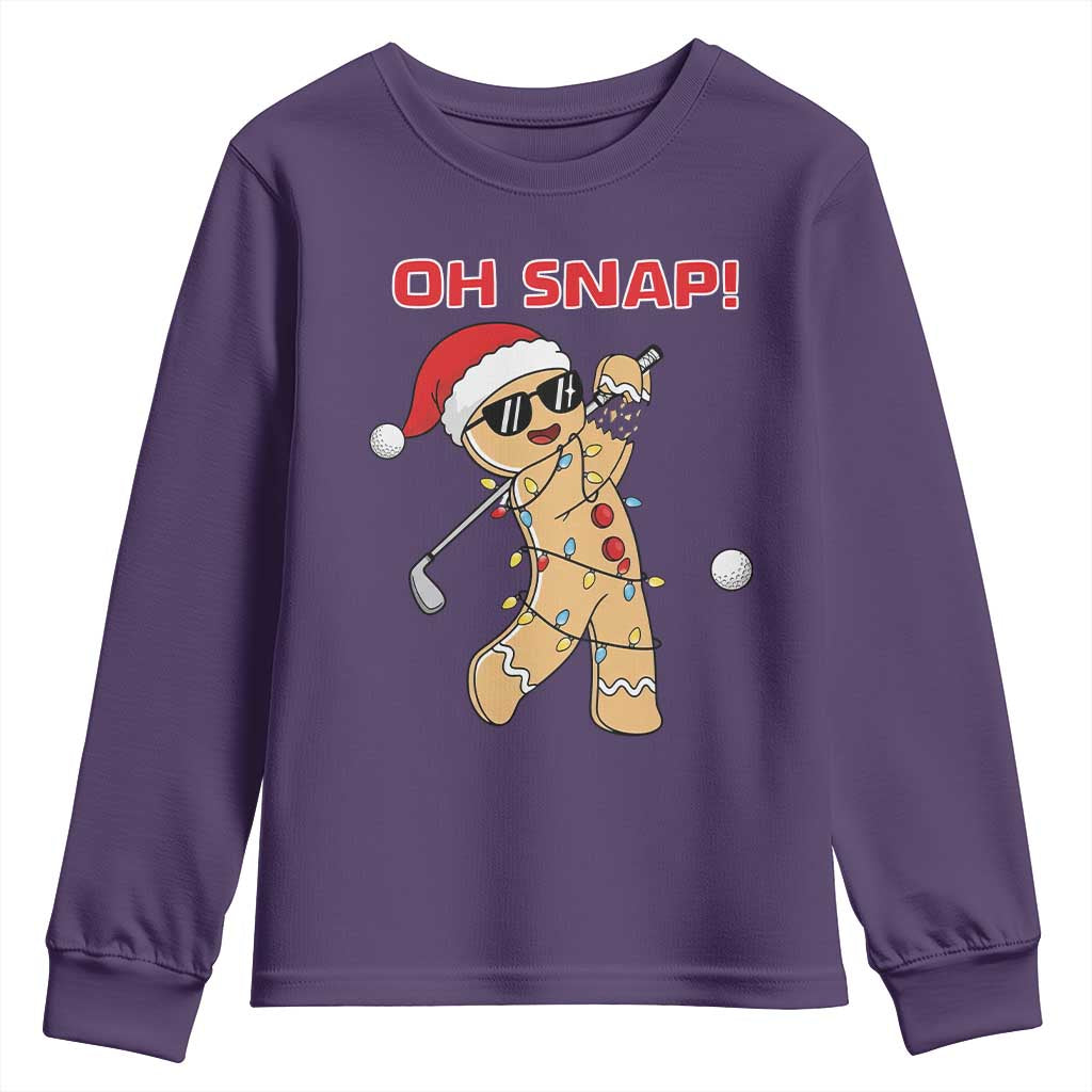 Oh Snap Gingerbreadman Golfer Youth Sweatshirt Funny Golf Christmas Golfing Pajamas - Wonder Print Shop