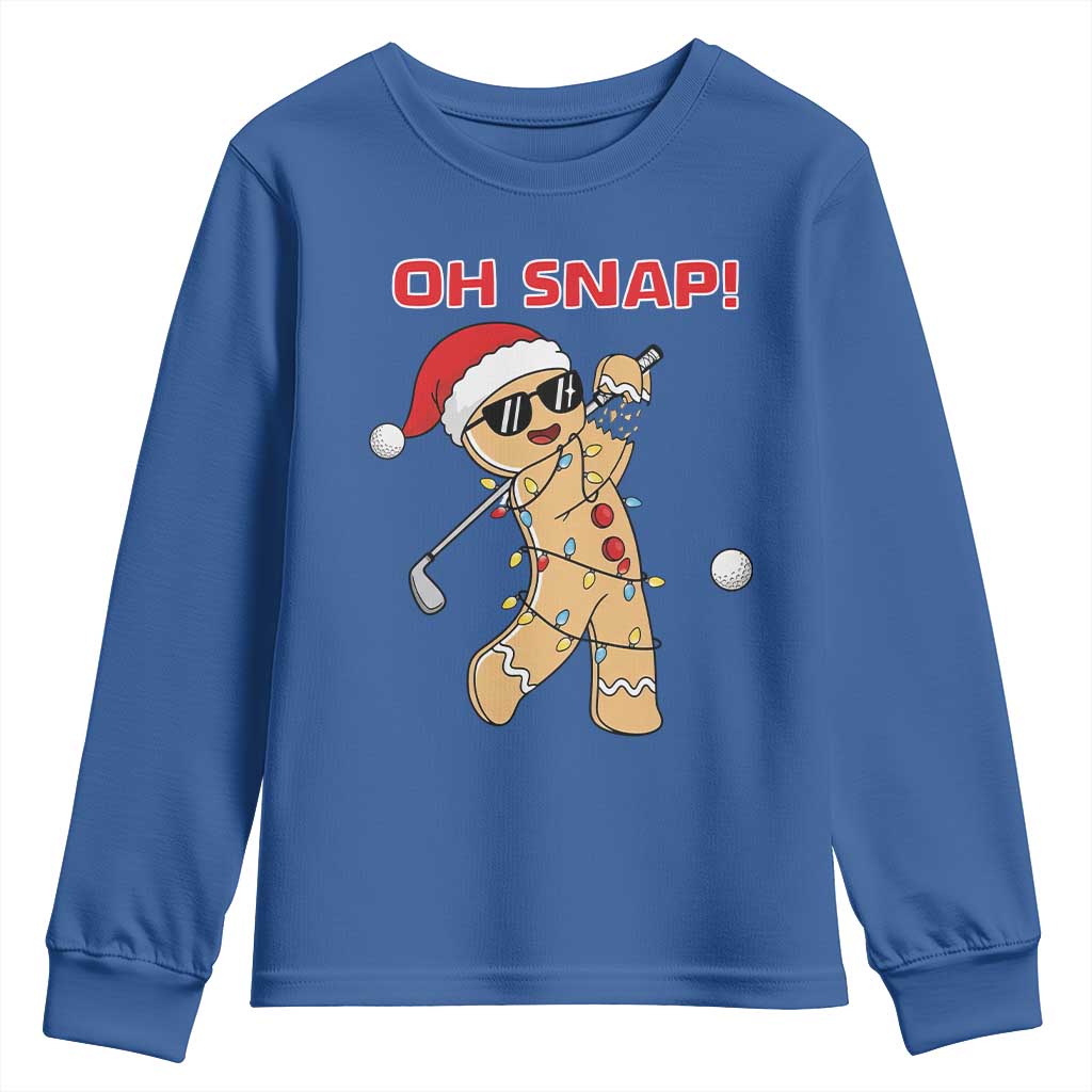 Oh Snap Gingerbreadman Golfer Youth Sweatshirt Funny Golf Christmas Golfing Pajamas - Wonder Print Shop