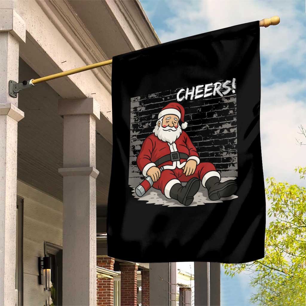 Funny Christmas Santa Claus Drinking Beer Garden Flag Wonderful Time - Wonder Print Shop