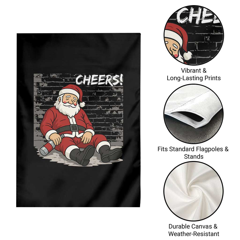 Funny Christmas Santa Claus Drinking Beer Garden Flag Wonderful Time - Wonder Print Shop