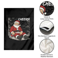 Funny Christmas Santa Claus Drinking Beer Garden Flag Wonderful Time - Wonder Print Shop