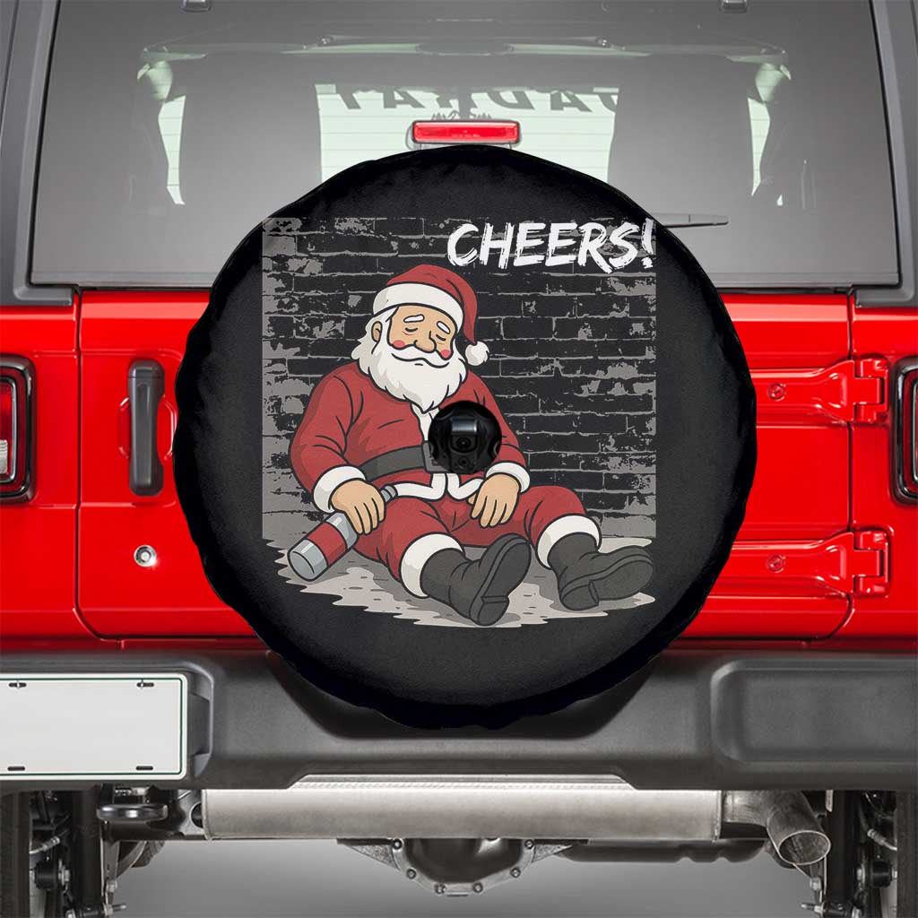 Funny Christmas Santa Claus Drinking Beer Spare Tire Cover Wonderful Time - Wonder Print Shop