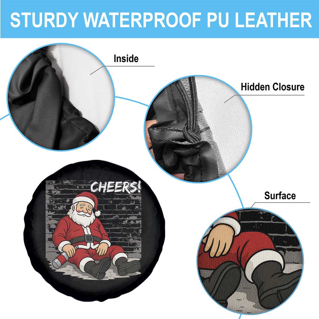 Funny Christmas Santa Claus Drinking Beer Spare Tire Cover Wonderful Time - Wonder Print Shop