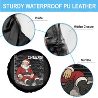Funny Christmas Santa Claus Drinking Beer Spare Tire Cover Wonderful Time - Wonder Print Shop