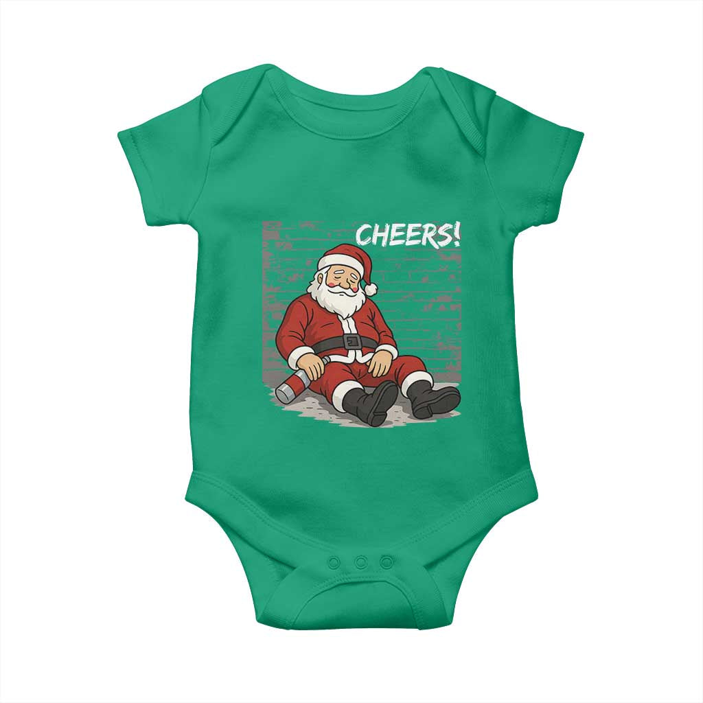 Funny Christmas Santa Claus Drinking Beer Baby Onesie Wonderful Time - Wonder Print Shop