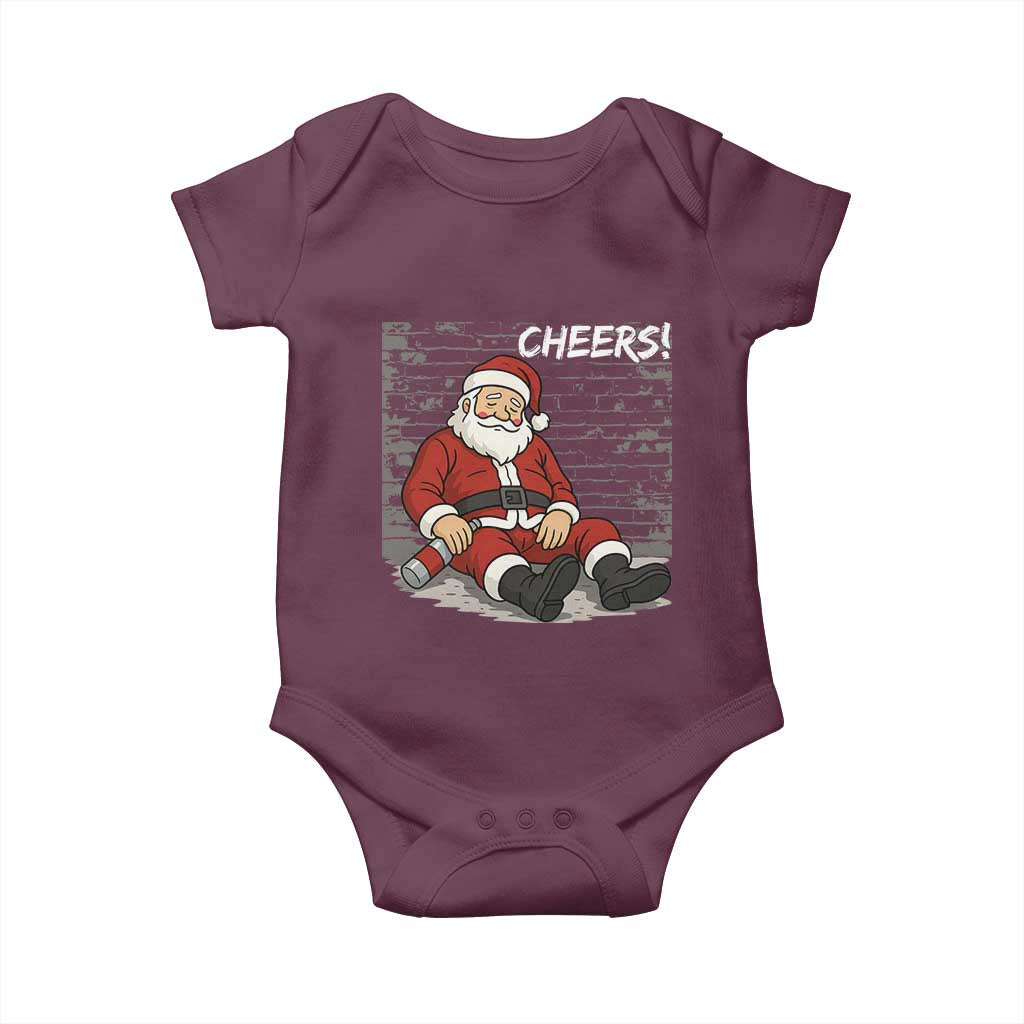 Funny Christmas Santa Claus Drinking Beer Baby Onesie Wonderful Time - Wonder Print Shop