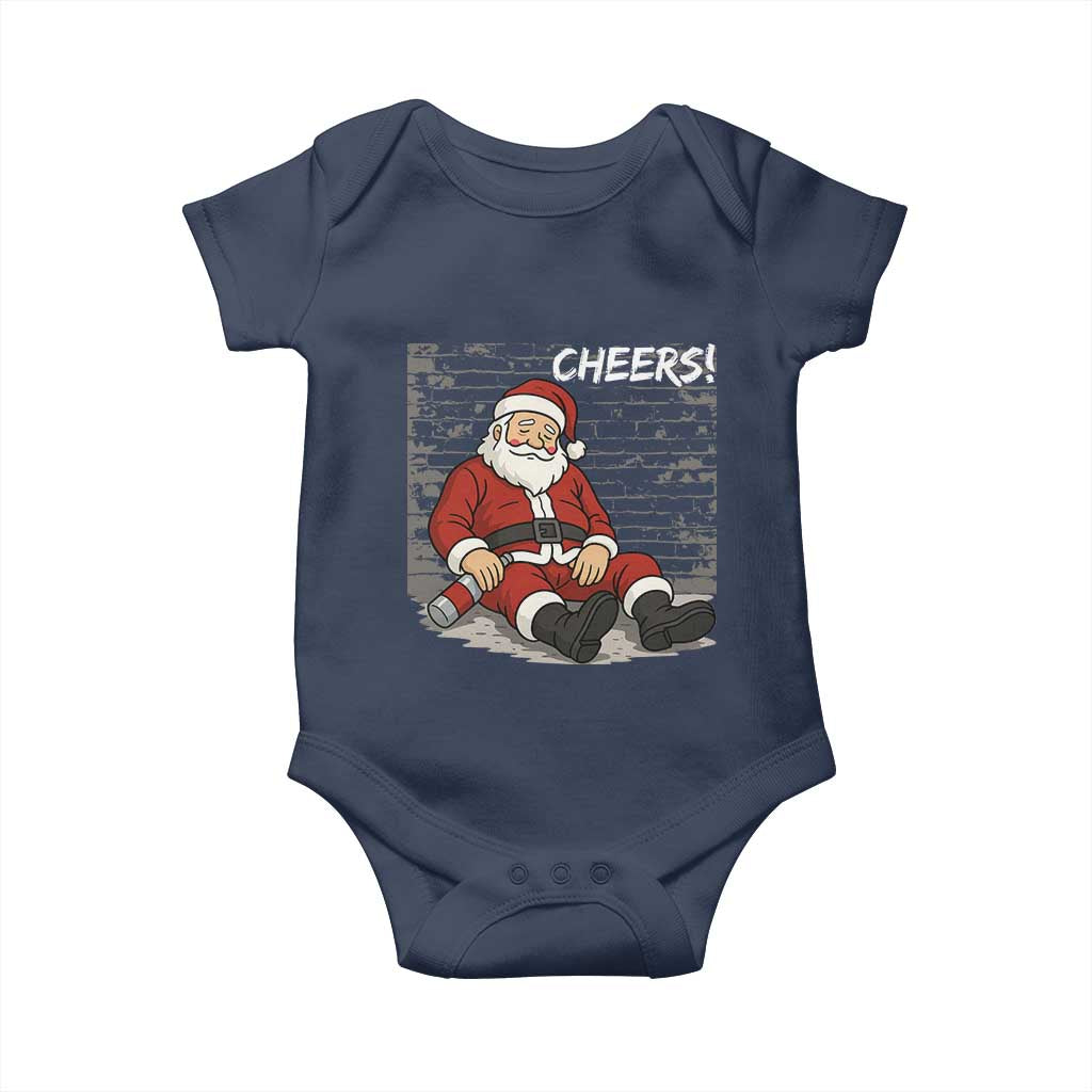 Funny Christmas Santa Claus Drinking Beer Baby Onesie Wonderful Time - Wonder Print Shop