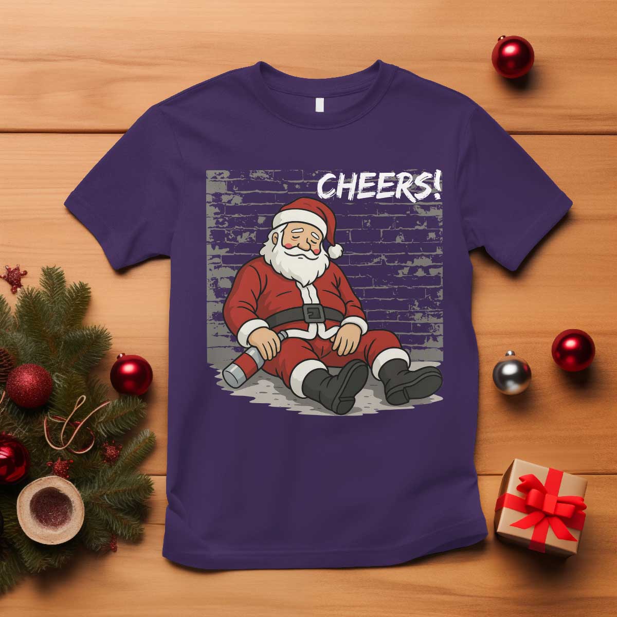 Funny Christmas Santa Claus Drinking Beer T Shirt Wonderful Time - Wonder Print Shop