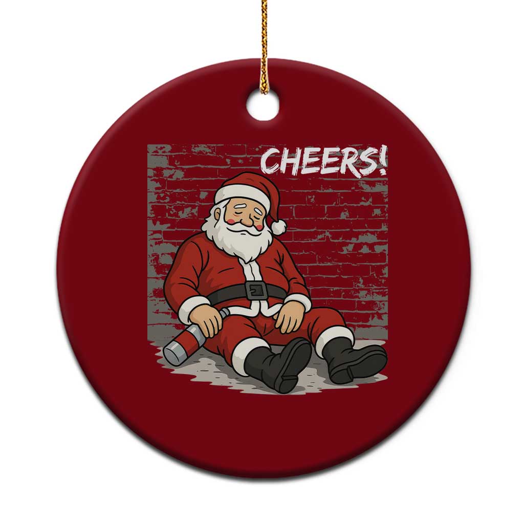 Funny Christmas Santa Claus Drinking Beer Ceramic Ornament Wonderful Time - Wonder Print Shop
