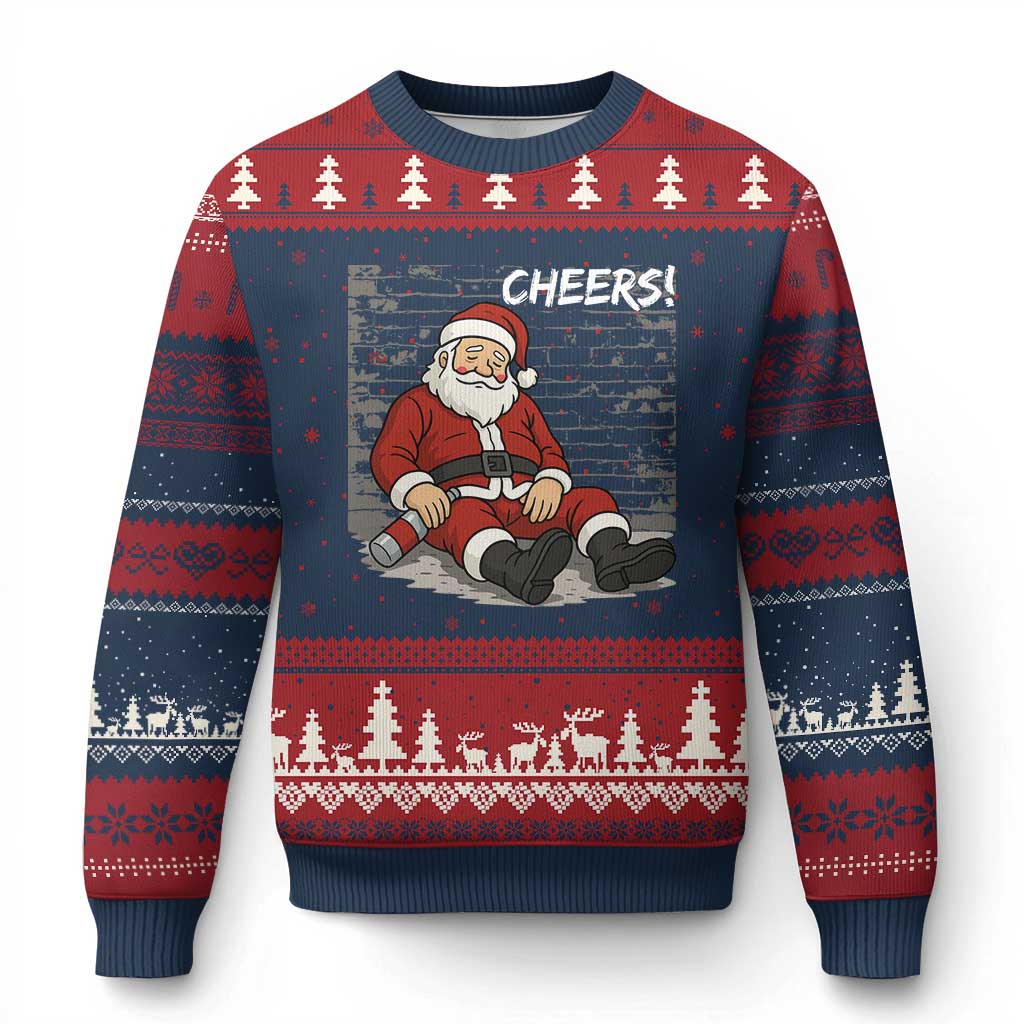 Funny Xmas Santa Claus Drinking Beer Ugly Christmas Sweater Wonderful Time - Wonder Print Shop