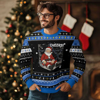 Funny Christmas Santa Claus Drinking Beer Hanukkah Ugly Sweater Wonderful Time - Wonder Print Shop