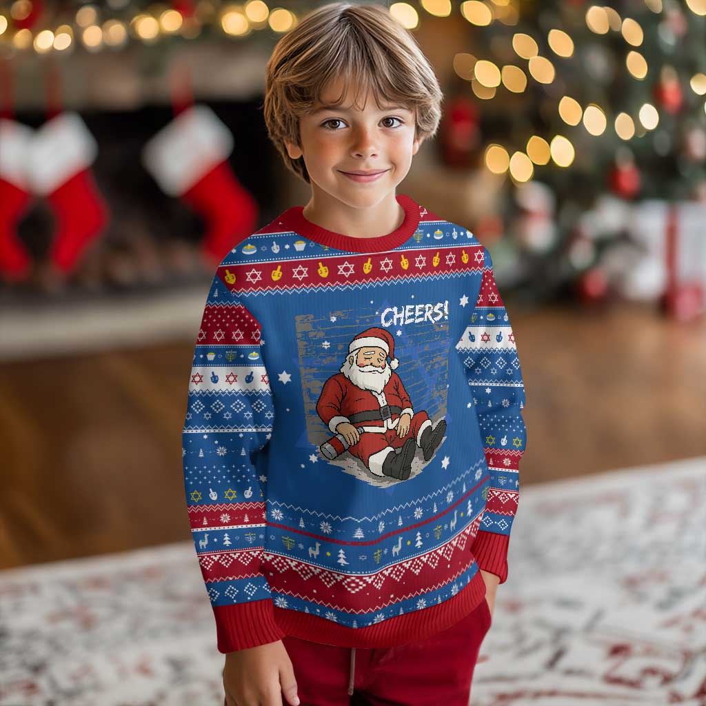 Funny Christmas Santa Claus Drinking Beer Hanukkah Ugly Sweater Wonderful Time - Wonder Print Shop