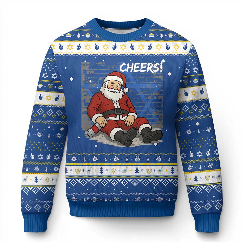 Funny Christmas Santa Claus Drinking Beer Hanukkah Ugly Sweater Wonderful Time - Wonder Print Shop