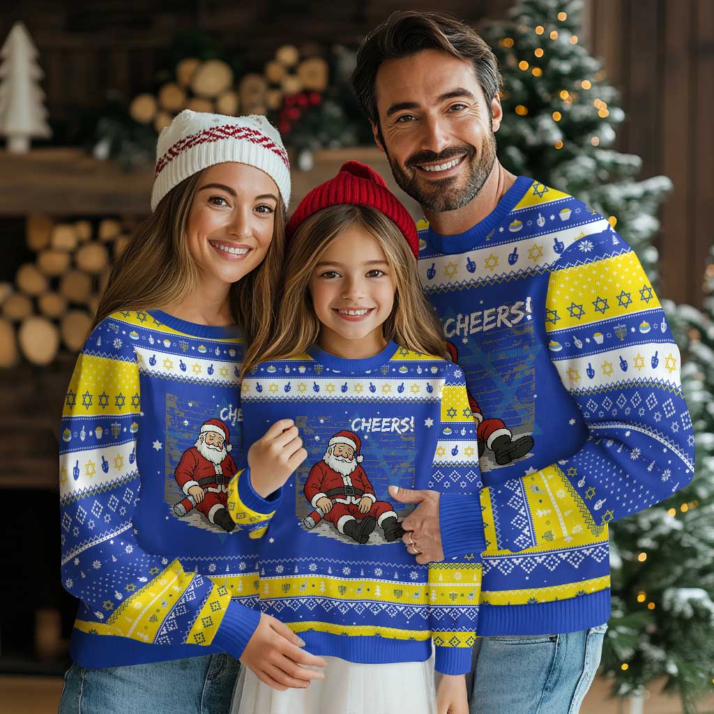 Funny Christmas Santa Claus Drinking Beer Hanukkah Ugly Sweater Wonderful Time - Wonder Print Shop