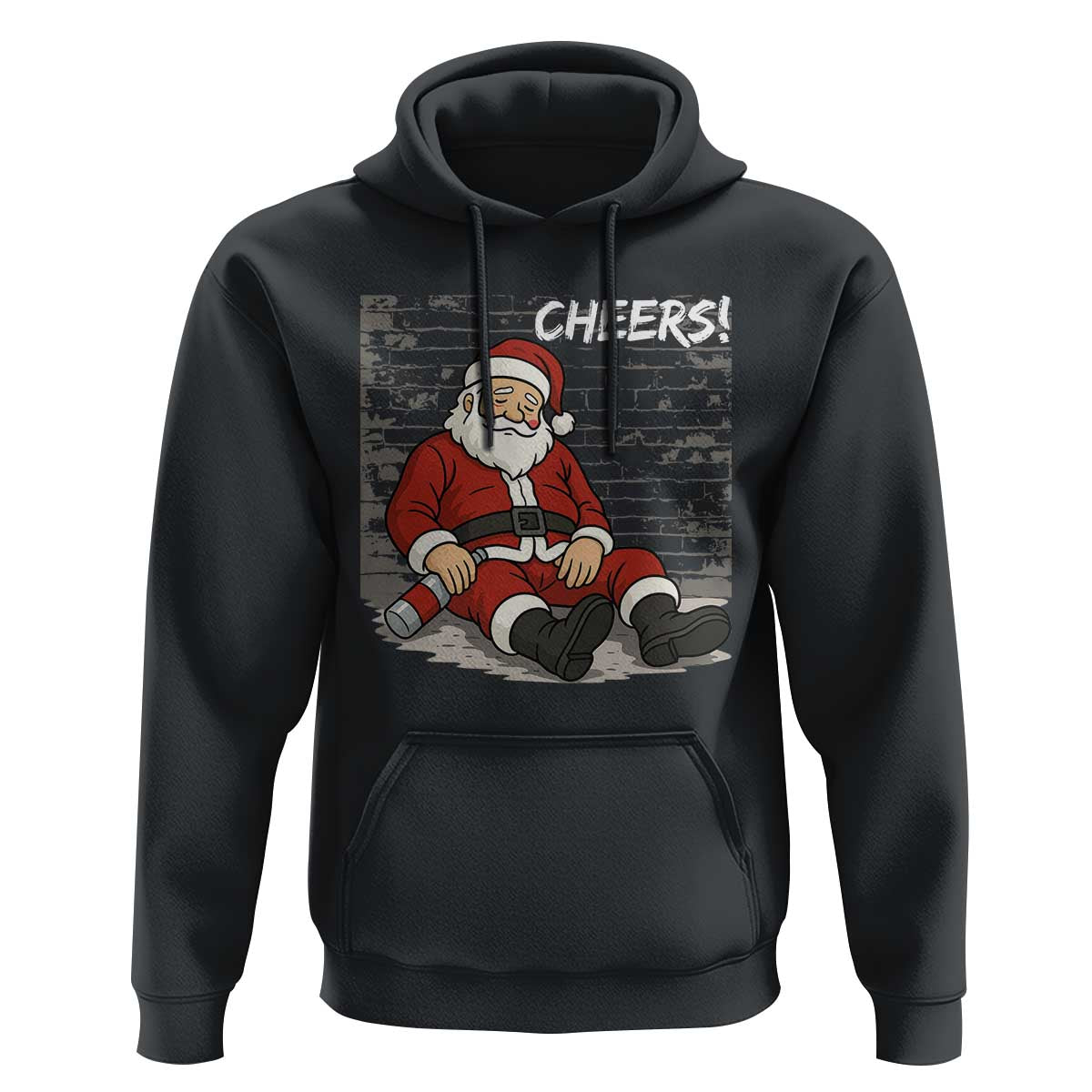 Funny Christmas Santa Claus Drinking Beer Hoodie Wonderful Time - Wonder Print Shop