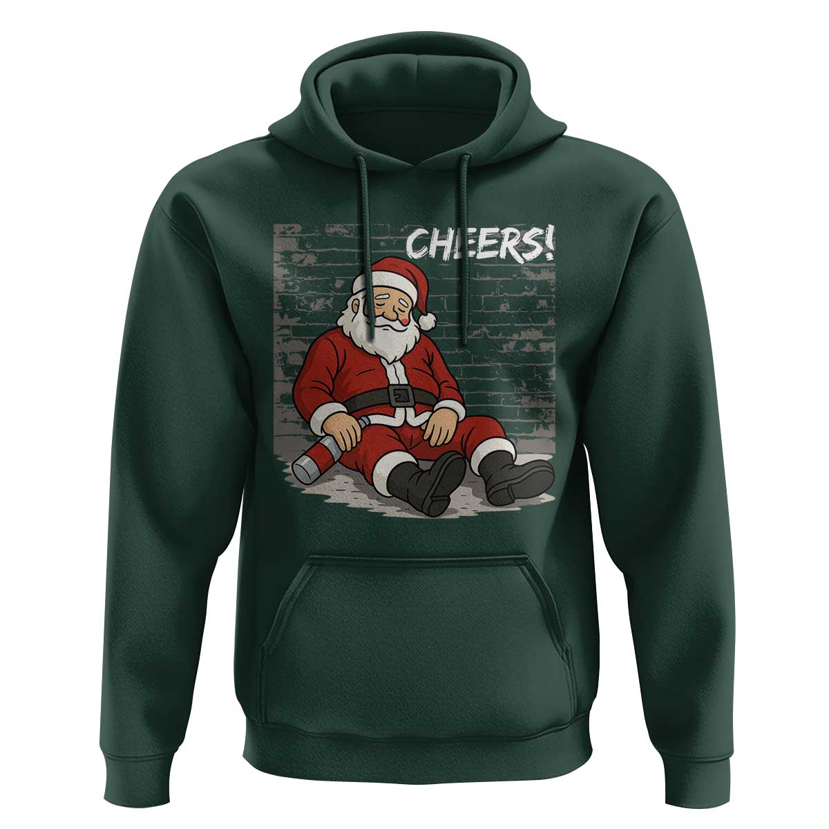 Funny Christmas Santa Claus Drinking Beer Hoodie Wonderful Time - Wonder Print Shop