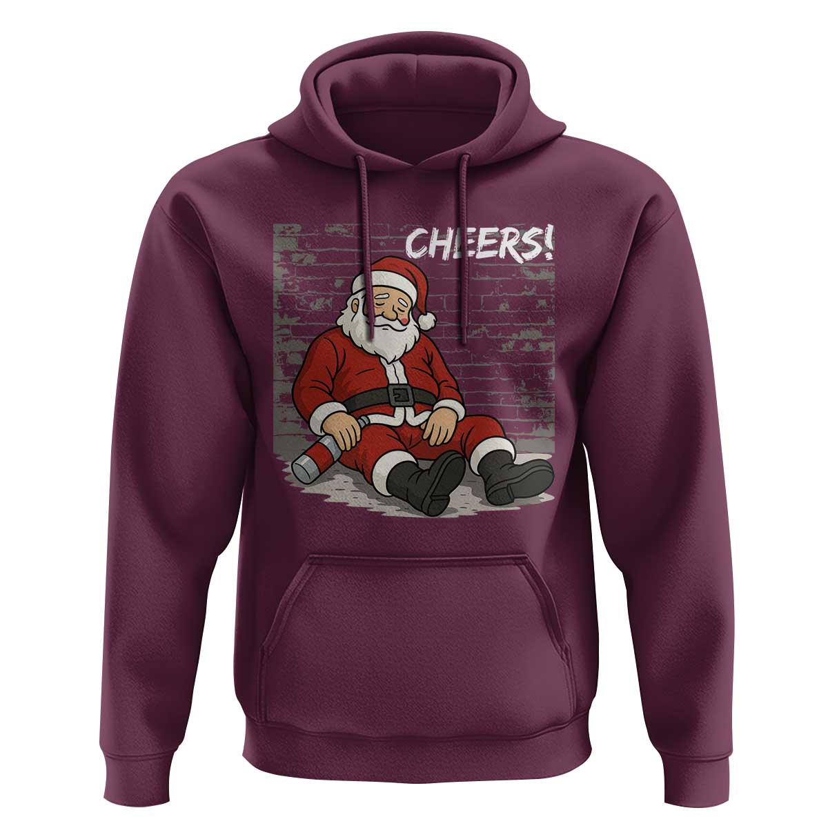 Funny Christmas Santa Claus Drinking Beer Hoodie Wonderful Time - Wonder Print Shop