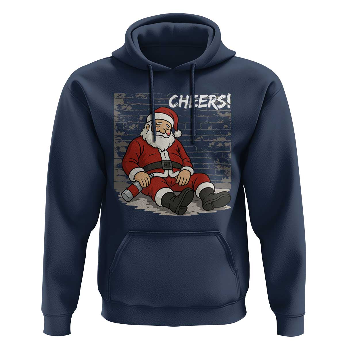 Funny Christmas Santa Claus Drinking Beer Hoodie Wonderful Time - Wonder Print Shop
