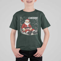 Funny Christmas Santa Claus Drinking Beer T Shirt For Kid Wonderful Time - Wonder Print Shop