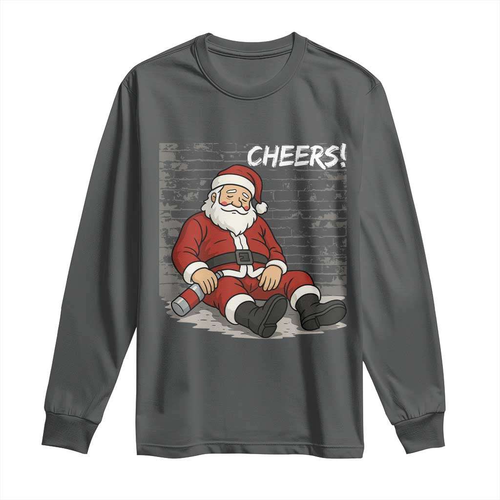 Funny Christmas Santa Claus Drinking Beer Long Sleeve Shirt Wonderful Time - Wonder Print Shop