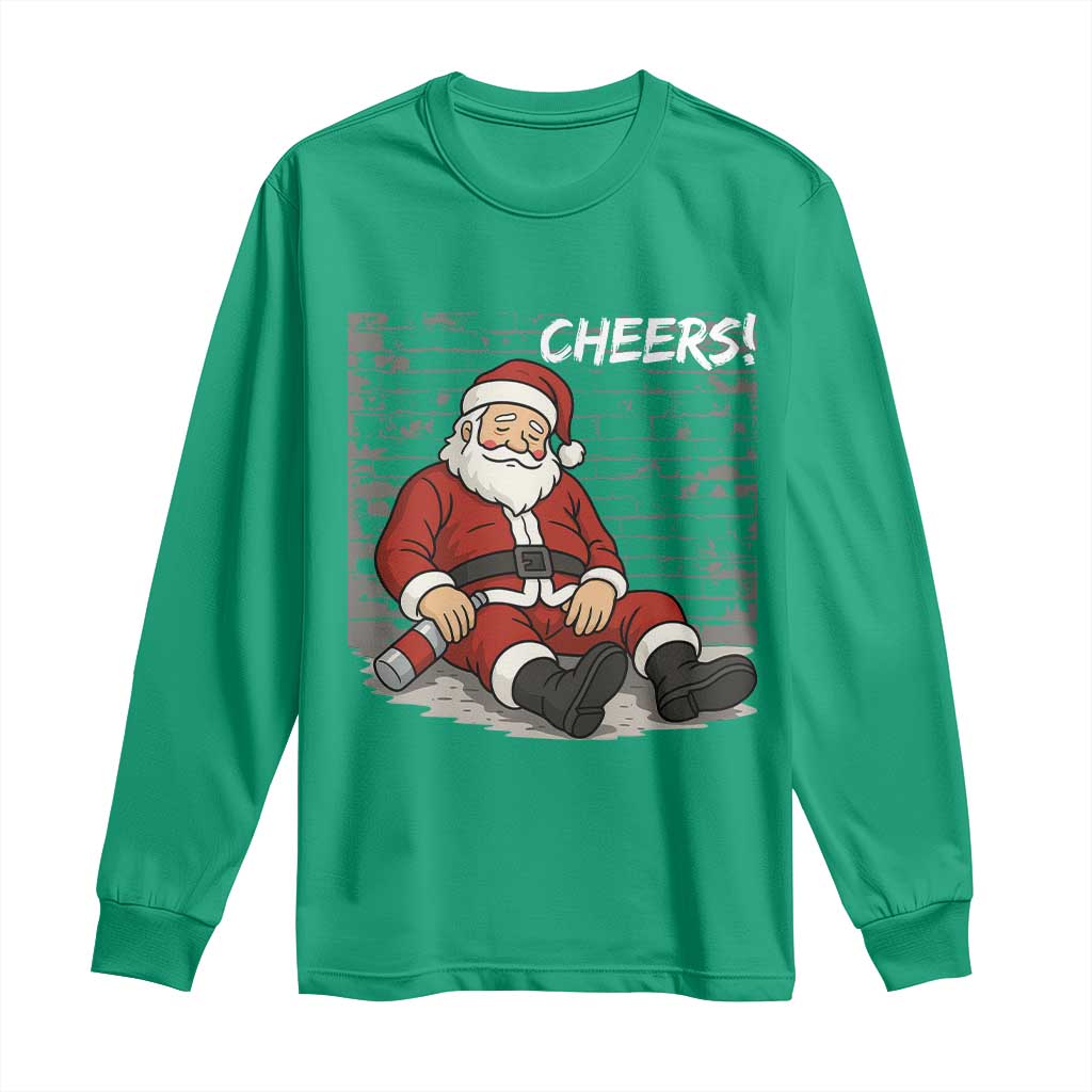 Funny Christmas Santa Claus Drinking Beer Long Sleeve Shirt Wonderful Time - Wonder Print Shop