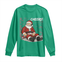 Funny Christmas Santa Claus Drinking Beer Long Sleeve Shirt Wonderful Time - Wonder Print Shop