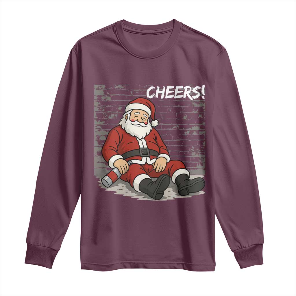 Funny Christmas Santa Claus Drinking Beer Long Sleeve Shirt Wonderful Time - Wonder Print Shop