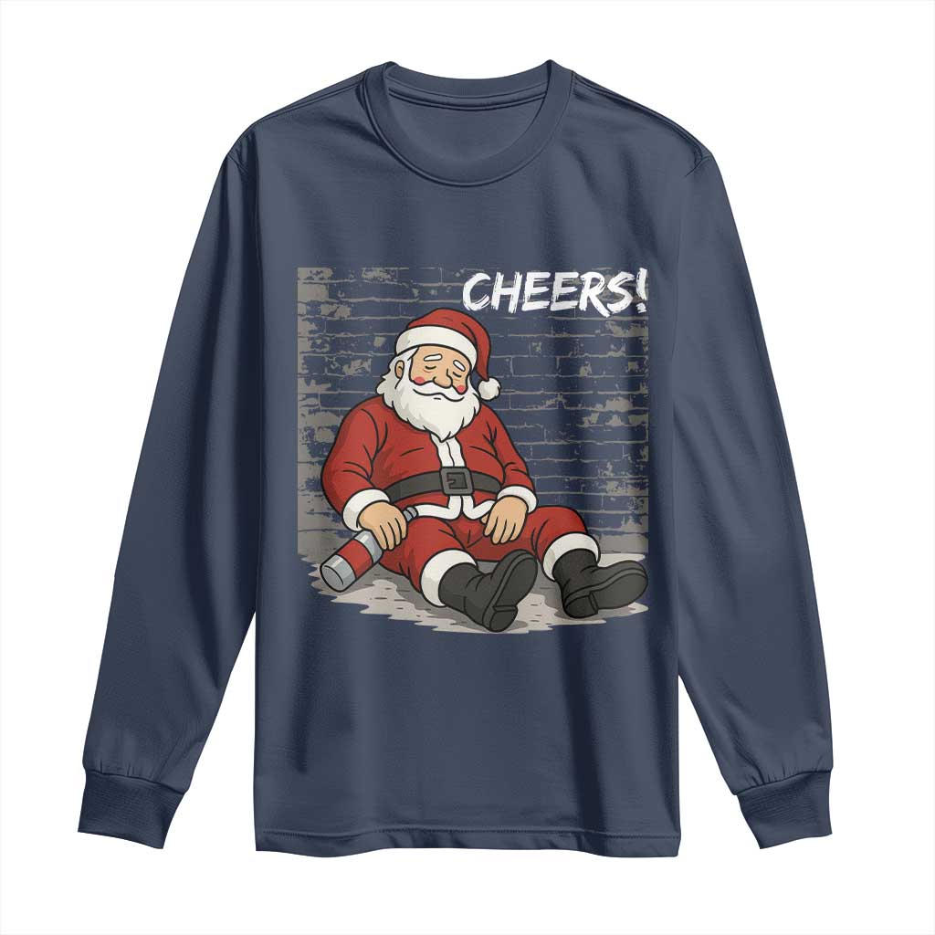 Funny Christmas Santa Claus Drinking Beer Long Sleeve Shirt Wonderful Time - Wonder Print Shop