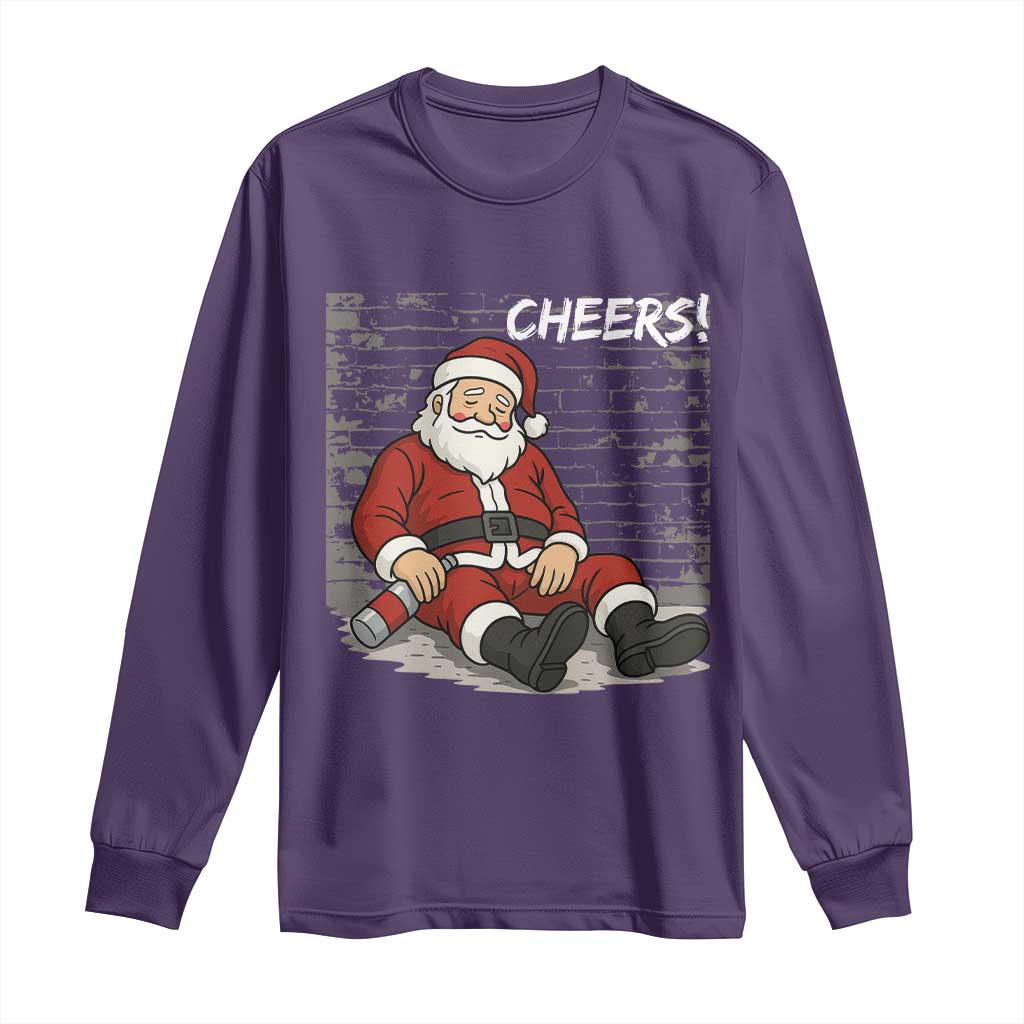 Funny Christmas Santa Claus Drinking Beer Long Sleeve Shirt Wonderful Time - Wonder Print Shop