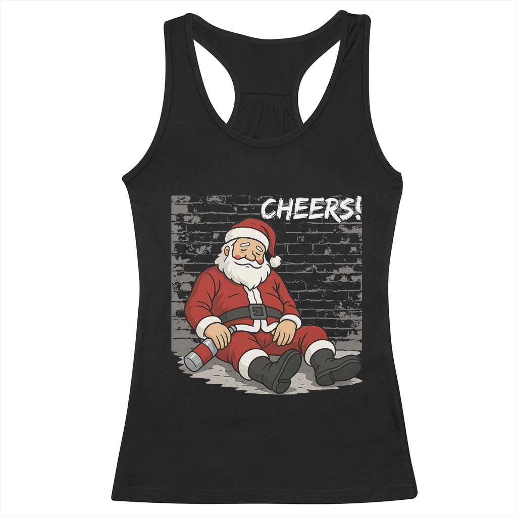 Funny Christmas Santa Claus Drinking Beer Racerback Tank Top Wonderful Time - Wonder Print Shop