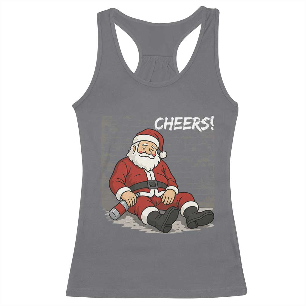 Funny Christmas Santa Claus Drinking Beer Racerback Tank Top Wonderful Time - Wonder Print Shop