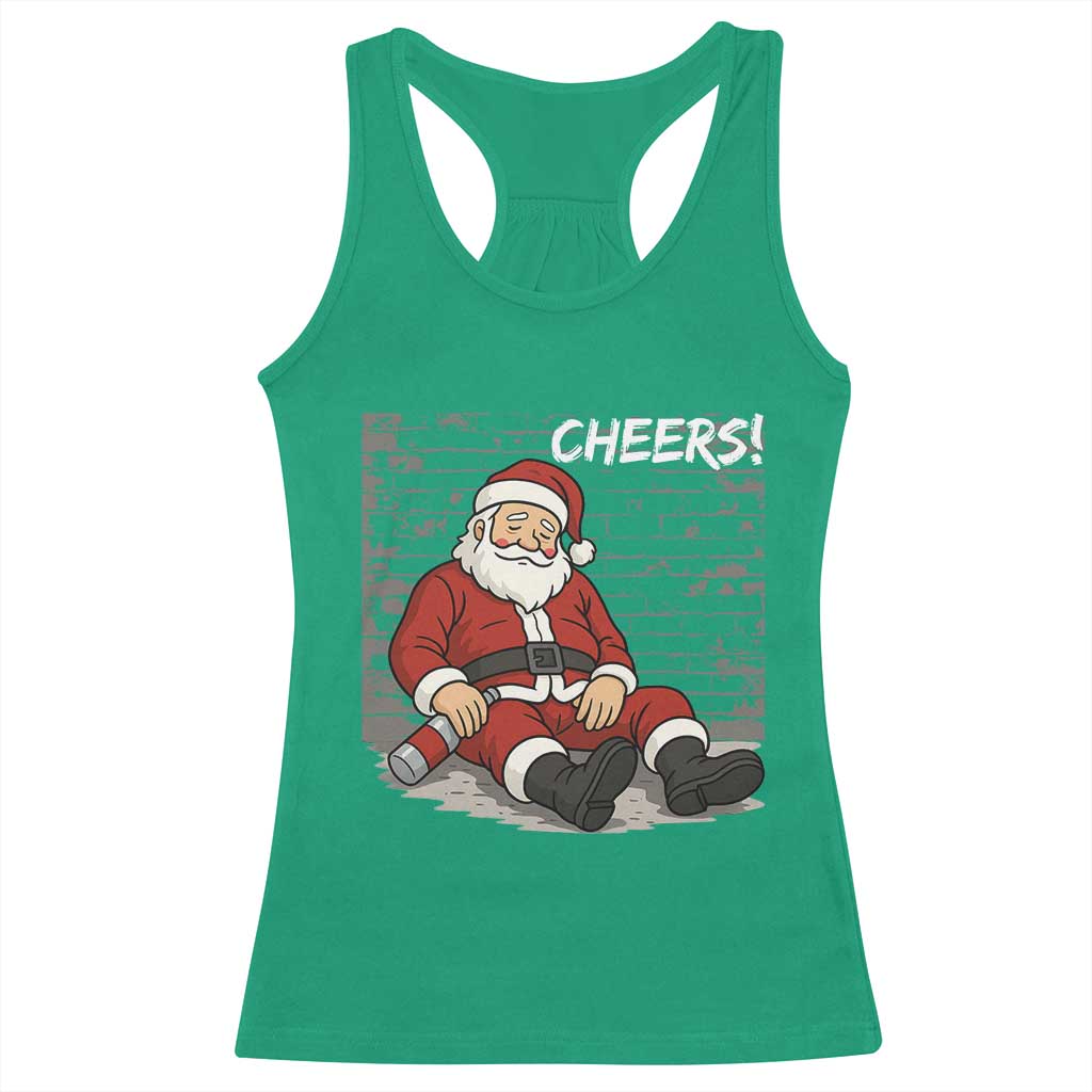 Funny Christmas Santa Claus Drinking Beer Racerback Tank Top Wonderful Time - Wonder Print Shop