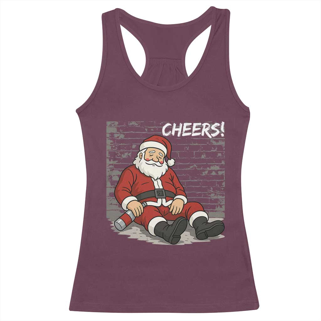 Funny Christmas Santa Claus Drinking Beer Racerback Tank Top Wonderful Time - Wonder Print Shop
