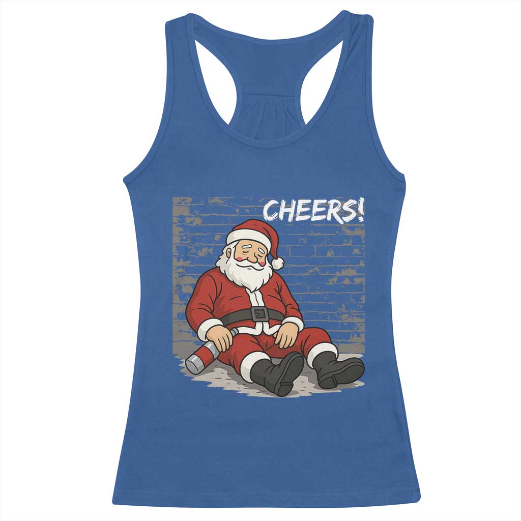 Funny Christmas Santa Claus Drinking Beer Racerback Tank Top Wonderful Time - Wonder Print Shop