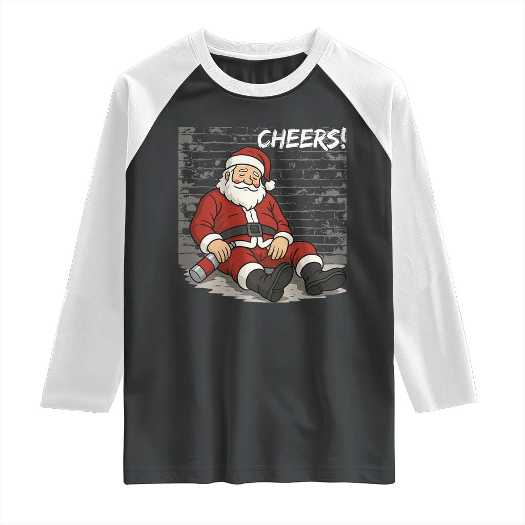 Funny Christmas Santa Claus Drinking Beer Raglan Shirt Wonderful Time - Wonder Print Shop