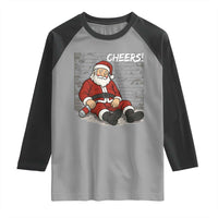 Funny Christmas Santa Claus Drinking Beer Raglan Shirt Wonderful Time - Wonder Print Shop