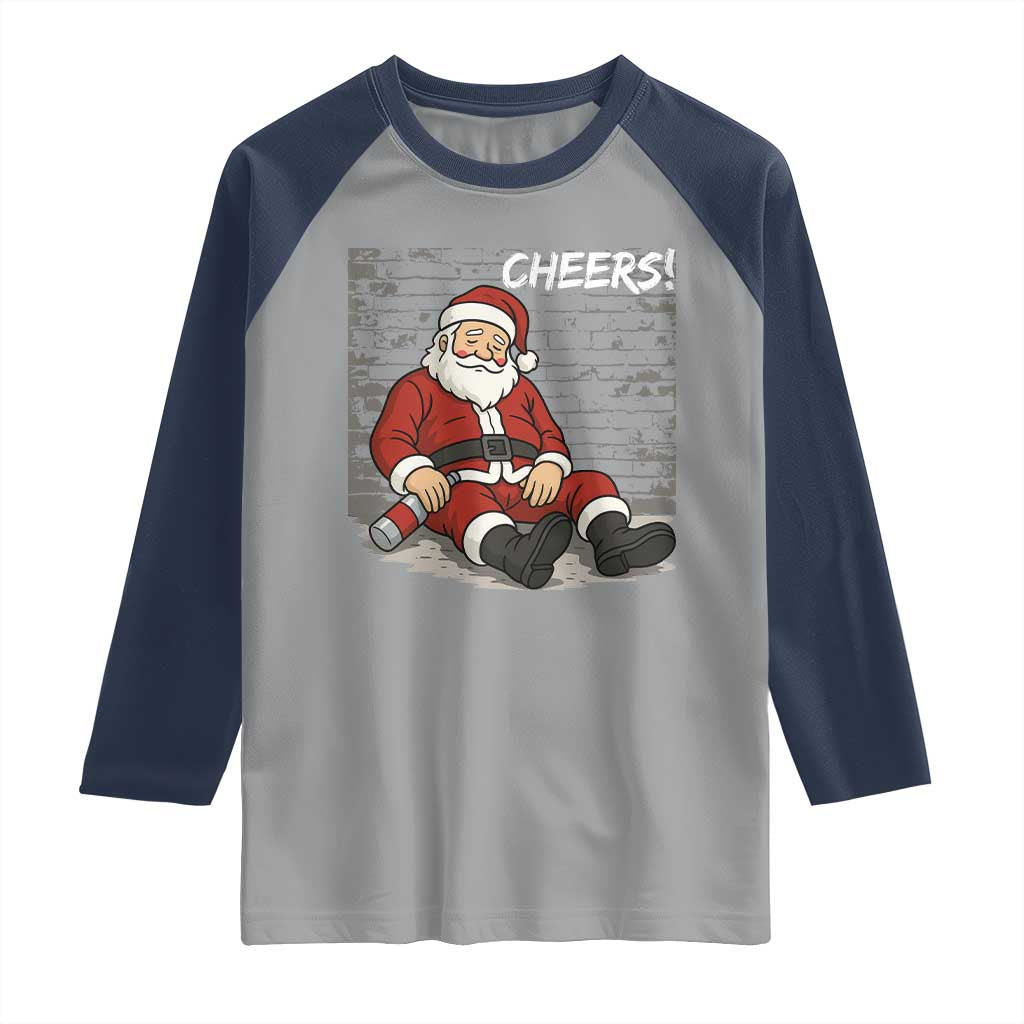 Funny Christmas Santa Claus Drinking Beer Raglan Shirt Wonderful Time - Wonder Print Shop