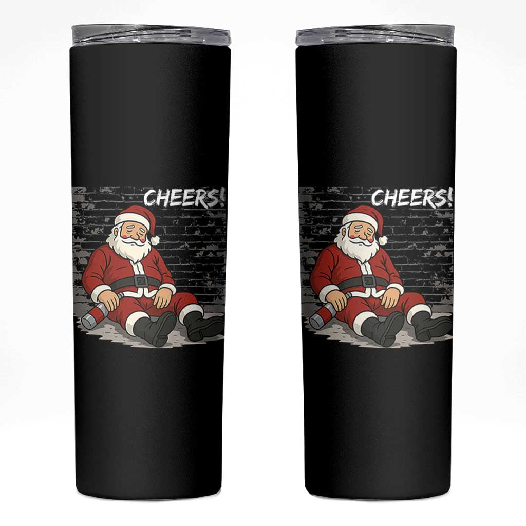 Funny Christmas Santa Claus Drinking Beer Skinny Tumbler Wonderful Time - Wonder Print Shop