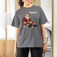 Funny Christmas Santa Claus Drinking Beer T Shirt For Women Wonderful Time - Wonder Print Shop
