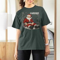 Funny Christmas Santa Claus Drinking Beer T Shirt For Women Wonderful Time - Wonder Print Shop